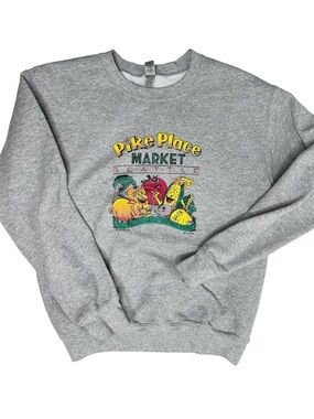 VINTAGE 90’s Print Pikes Place Seattle Crew Neck Sweatshirt Size Small
